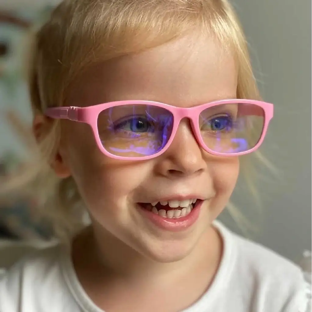 różowe oprawki okularów dla dziewczynki - Okulary z filtrem światła niebieskiego