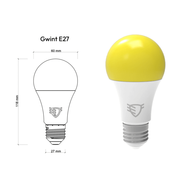 Gwint do żółtej żarówki DayTorch E27, wymiary