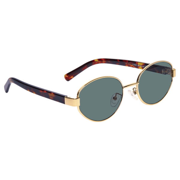 złote okulary słoneczne z szyrkletowym zausznikiem