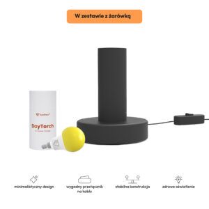 Czarna lampka Nova z żarówką DayTorch