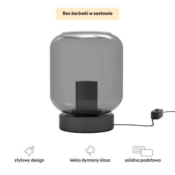 Czarna lampka aura z czarnym kloszem